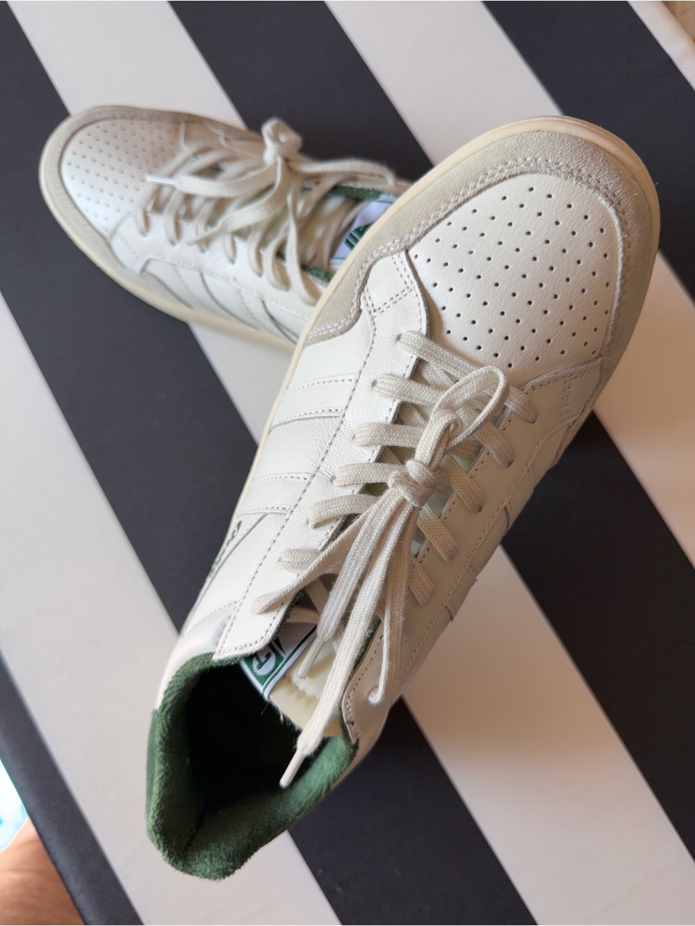 Gola Cream Leather Sneakers with Green Lining